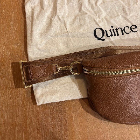 Quince Italian Pebbled Leather Sling Bag in Cognac - Picture 2 of 14